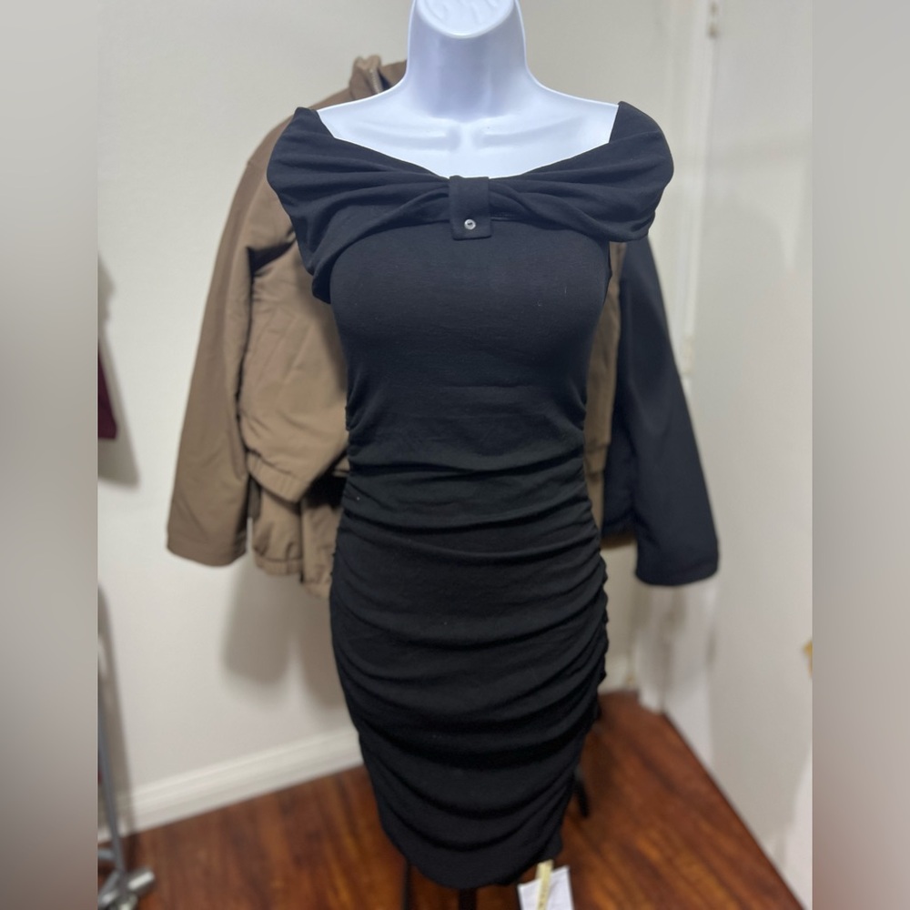 OGL Transformable Bow Cold Shoulder Ruching Brami Dress - Picture 4 of 10